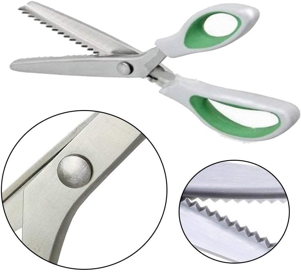 JISTL Green Pinking Shears Comfort Grips Crafts Zig Zag Cut Sewing Scissors.Professional Handheld Dressmaking - Image 3