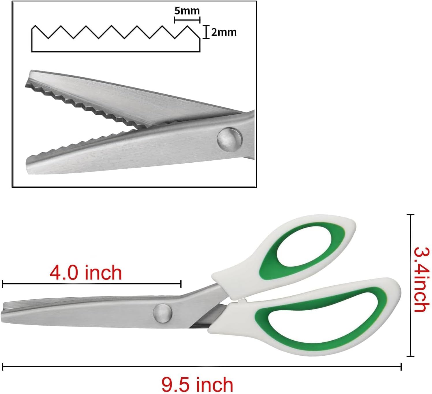 JISTL Green Pinking Shears Comfort Grips Crafts Zig Zag Cut Sewing Scissors.Professional Handheld Dressmaking - Image 4