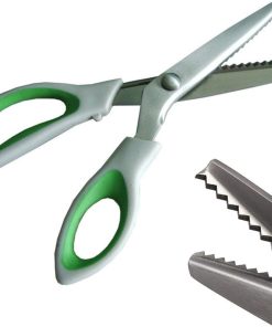 JISTL Green Pinking Shears Comfort Grips Crafts Zig Zag Cut Sewing Scissors.Professional Handheld Dressmaking